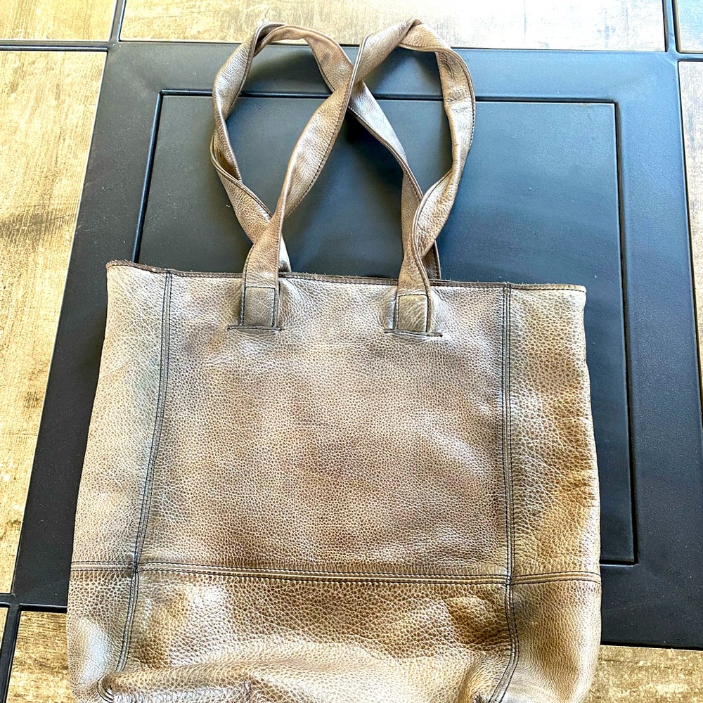 Alberto Fermani Taupe Leather Shoulder Tote